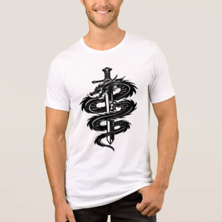 Dragon Wrapped Sword Tattoo Style Tri-Blend Shirt