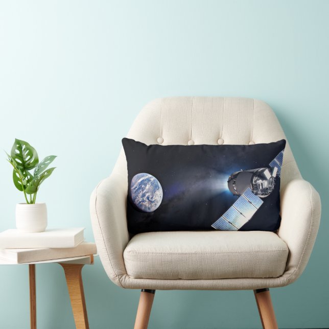 Dragon Xl Spacecraft With Planet Earth In Distance Lumbar Cushion (Chair)