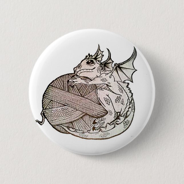dragon yarn 6 cm round badge (Front)