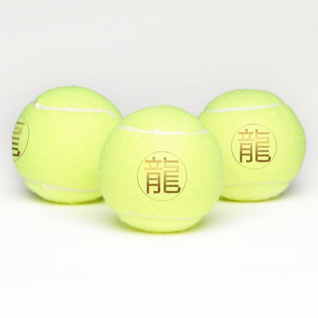 Dragon Year Gold Chinese Ideogram embossed effect  Tennis Balls (Multi)
