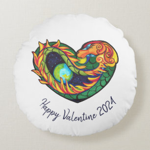 Dragon Year Valentine Round Cushion