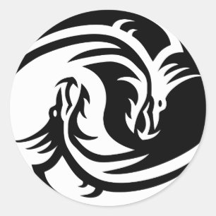 Dragon Yin and Yang Envelope Sealer Classic Round Sticker