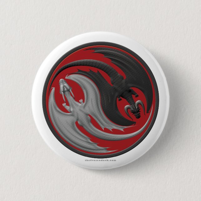 Dragon Yin-Yang 6 Cm Round Badge (Front)