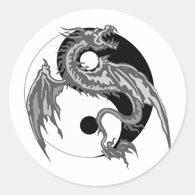 Dragon Yin Yang Classic Round Sticker (Front)