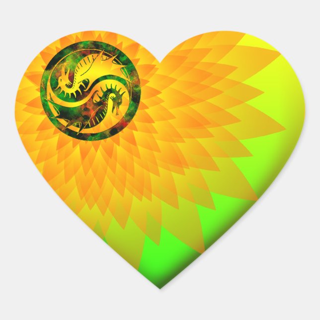 Dragon Yin Yang Heart Sticker (Front)