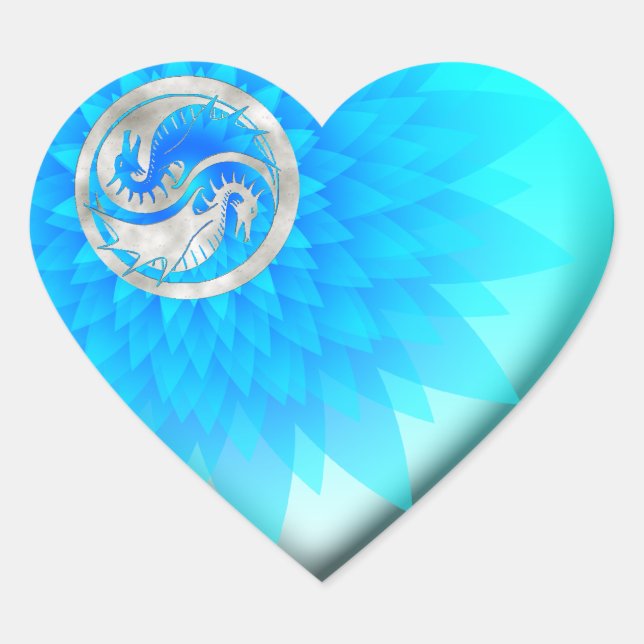 Dragon Yin Yang Heart Sticker (Front)