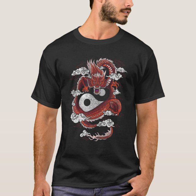 Dragon Yin Yang Symbol T-Shirt (Front)