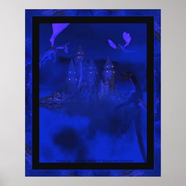 Dragoncats Blue Mist Dragon Fantasy Poster (Front)