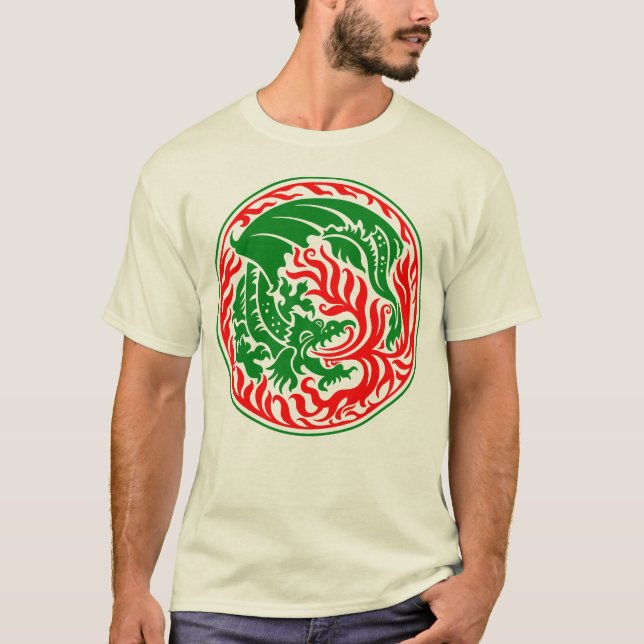 Dragoncircle - Green with Red Fire T-Shirt (Front)