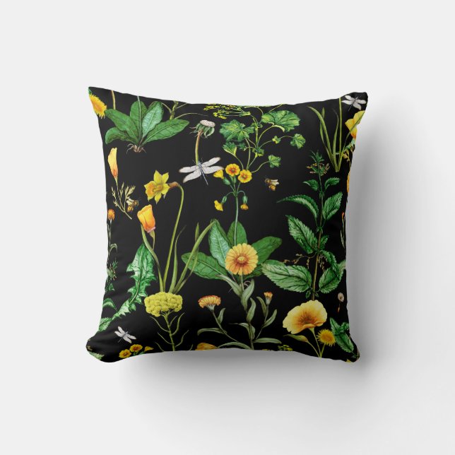 Dragonflies and Bees on Herb Plants Cushion (Front)