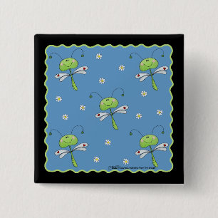 Dragonflies and Daisies 15 Cm Square Badge