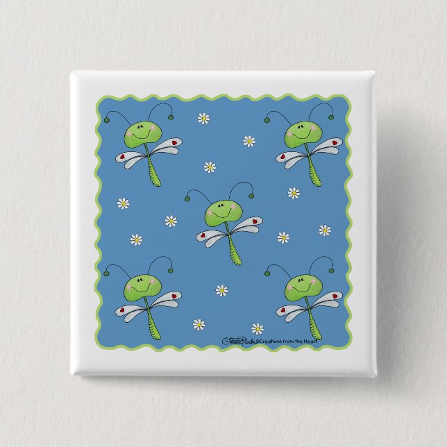 Dragonflies and Daisies 15 Cm Square Badge (Front)