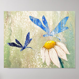 Dragonflies and Daisy Poster