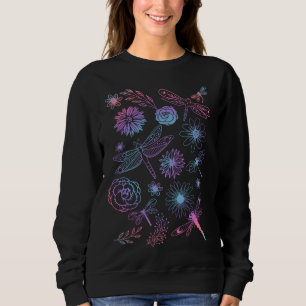 dragonflies and flowers sweatshirt