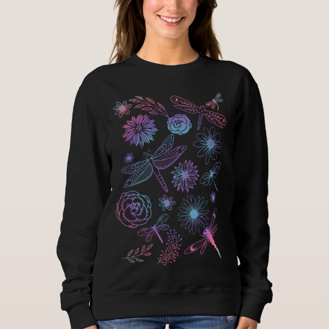 dragonflies and flowers sweatshirt (Front)
