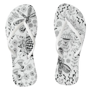 Dragonflies and flowers thongs