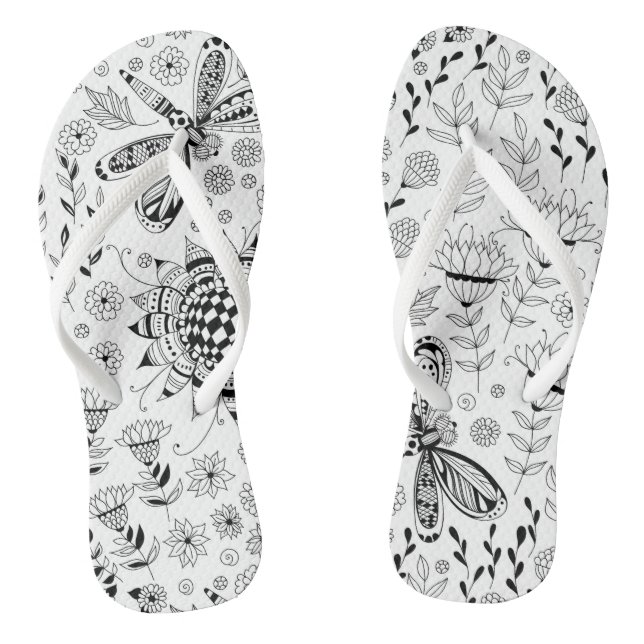 Dragonflies and flowers thongs (Footbed)