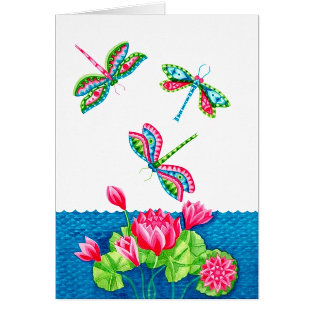 Dragonflies and Lilies Card (Front)