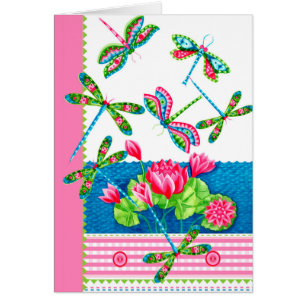 Dragonflies and Lilies Card