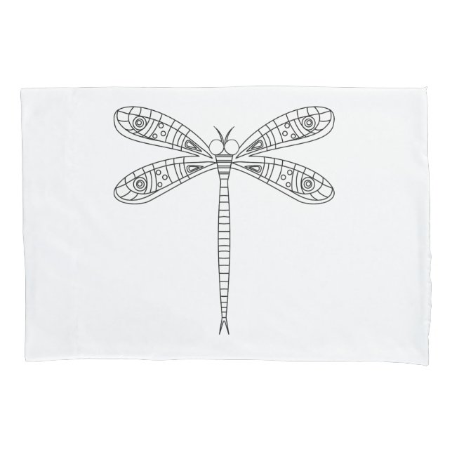 Dragonflies and Lilies Fabric Painting Pillowcase (Front)