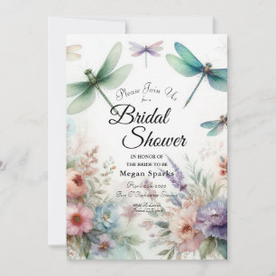 Dragonflies and Pastel Florals Bridal Shower Invitation
