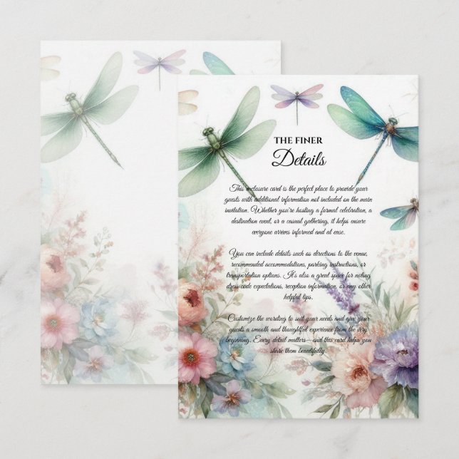 Dragonflies and Pastel Florals Enclosure Card (Front/Back)