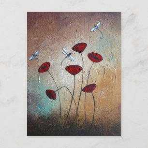 Dragonflies and Poppies Postcard