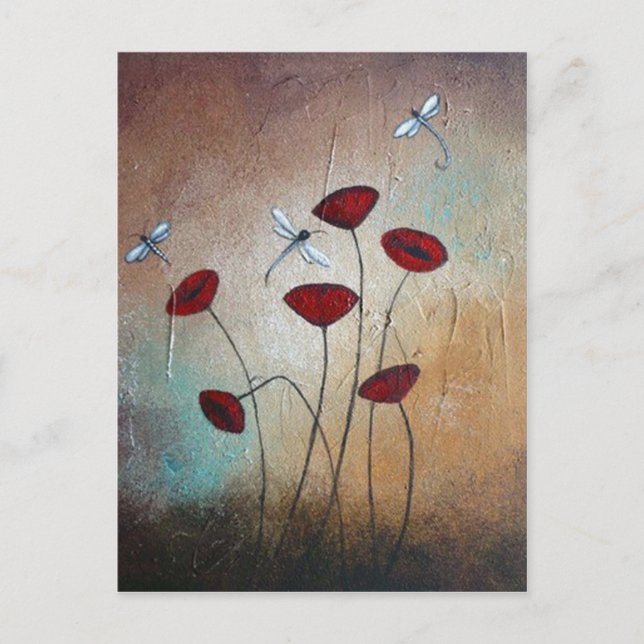 Dragonflies and Poppies Postcard (Front)