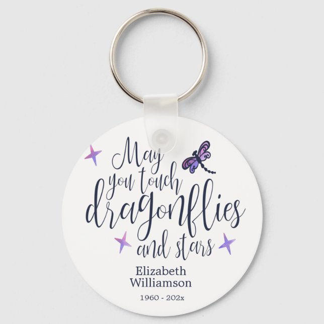 Dragonflies And Stars Quote Memorial Key Ring (Front)