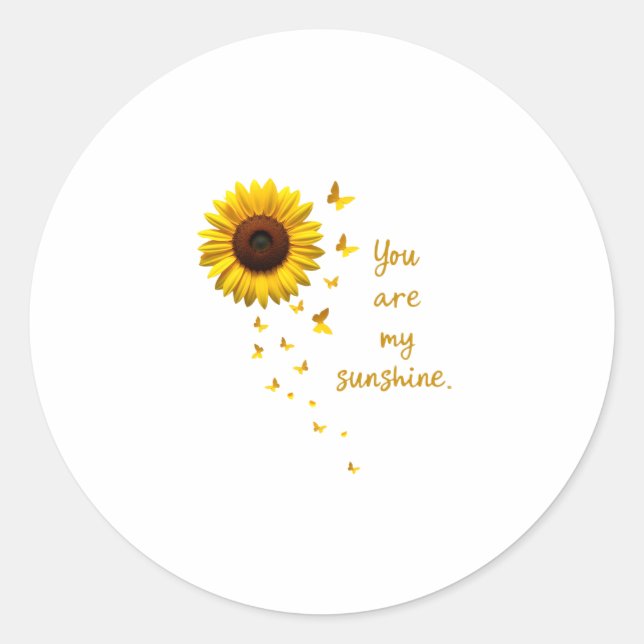 Dragonflies and Sunflower You Are My Sunshine Classic Round Sticker (Front)