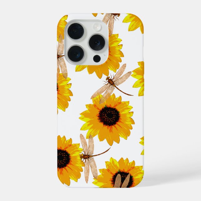 Dragonflies And Sunflowers,  iPhone Case (Back)