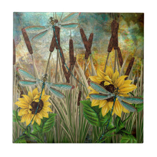 DRAGONFLIES AND SUNFLOWERS.jpg Tile