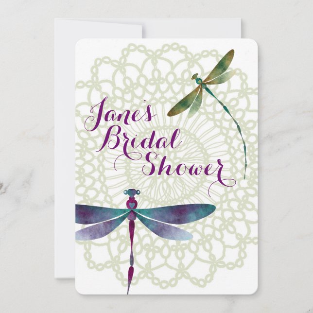 Dragonflies Bridal Shower Custom Invitations (Front)