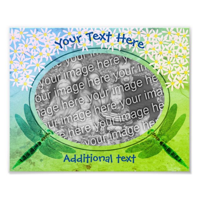 Dragonflies Daisies Frame Create Your Own 8x10 Photo Print (Front)