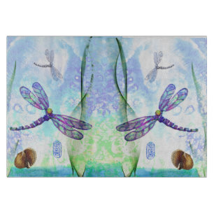 Dragonflies Decorative Glass Cutting Board