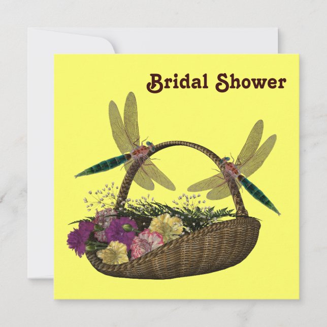 Dragonflies Flower Basket Bridal Shower  Invitation (Front)