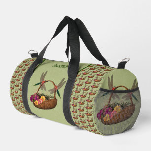 Dragonflies Flower Basket Personalised Duffle Bag