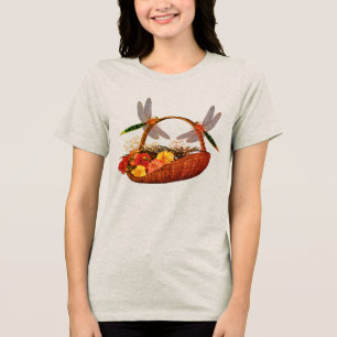 Dragonflies Flower Basket Tri-Blend Shirt