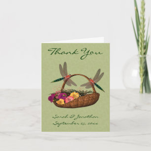 Dragonflies Flower Basket Wedding Thank You Card