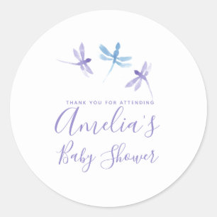 Dragonflies Hand Painted Baby Shower  Classic Round Sticker