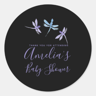 Dragonflies Hand Painted Baby Shower Classic Round Sticker
