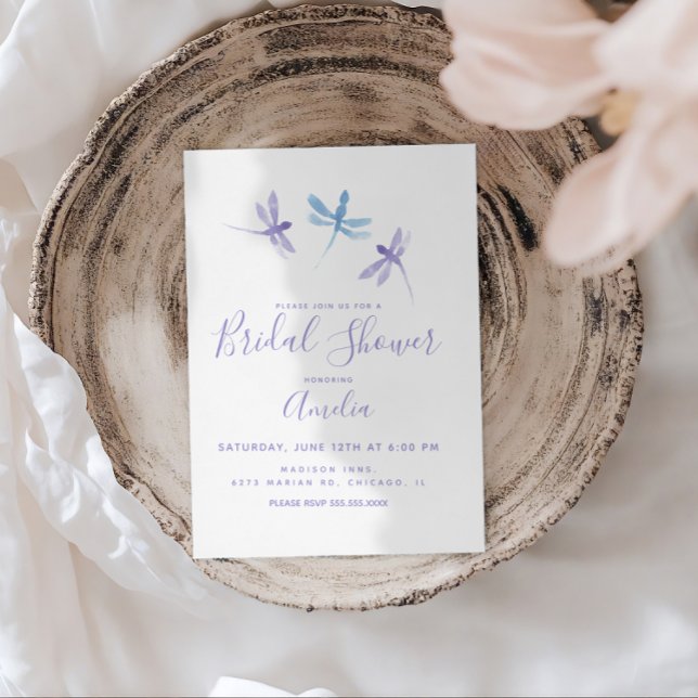 Dragonflies Handpainted Purple Blue Bridal Shower  Postcard (Creator Uploaded)