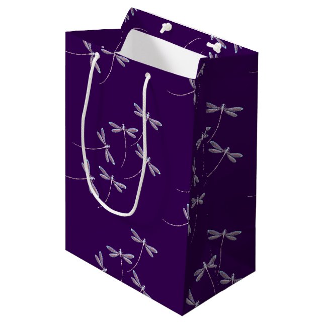 Dragonflies in flight medium gift bag (Front Angled)