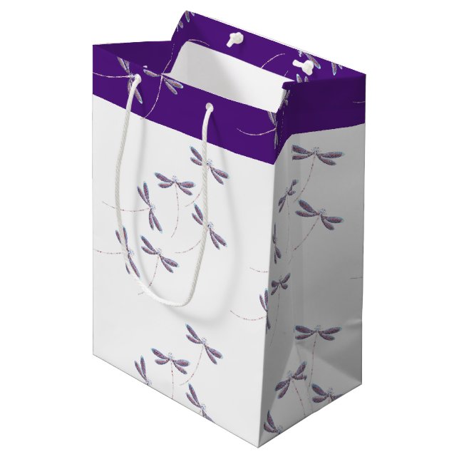 Dragonflies in flight medium gift bag (Front Angled)