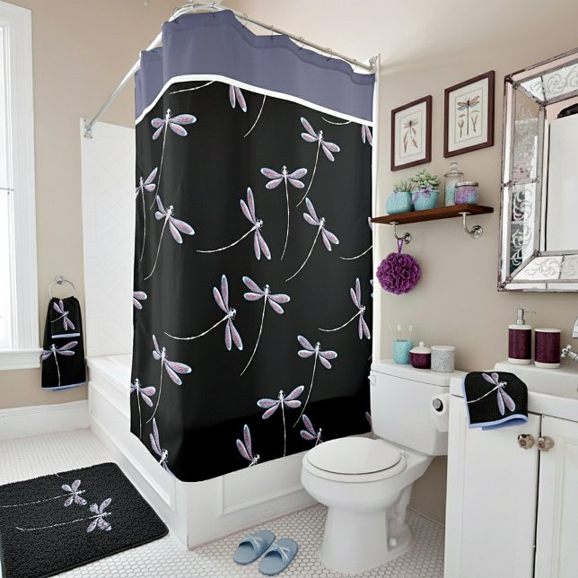 Dragonflies in flight shower curtain (Creator Uploaded)