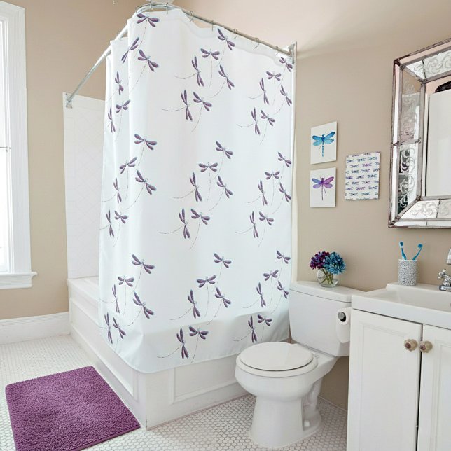 Dragonflies in flight shower curtain (Creator Uploaded)