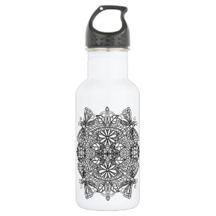 Dragonflies Mandala Black Tribal  532 Ml Water Bottle