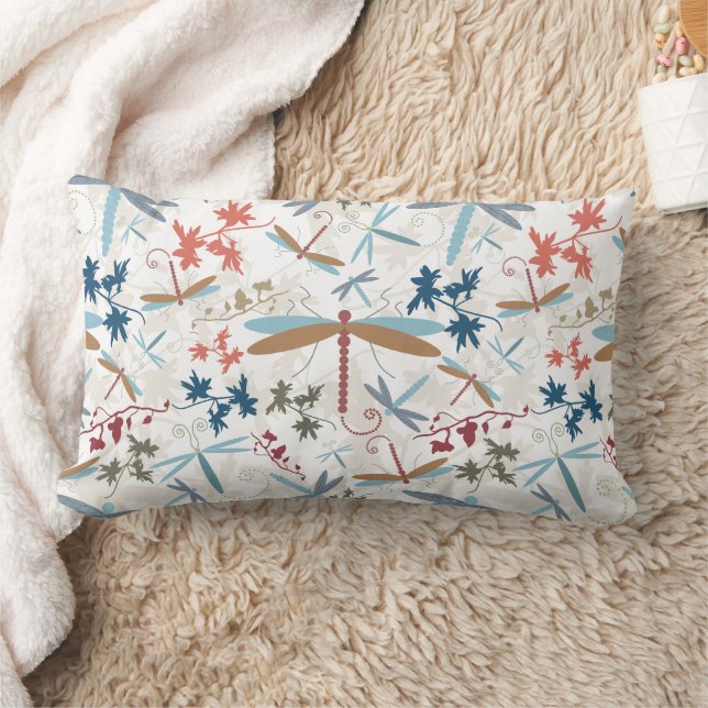Dragonflies Multi Coloured Pattern Lumbar Cushion (Blanket)