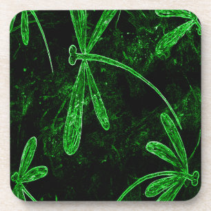 Dragonflies Neon Green Coaster