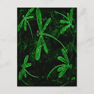 Dragonflies Neon Green Postcard
